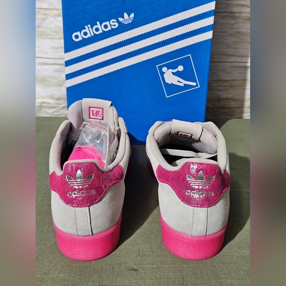 Adidas Superstars ASW Women's Gray suede Sneakers with Pink Sole - Picture 7 of 14